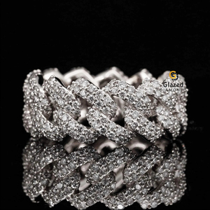 Nouveau 925 Sterling Silver Cuban Link Hip Hop Ring VVS Diamants Attrayant Entièrement Glacé Brillant Moissanite pour les Fêtes Mariages - Product Image 6