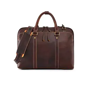 Manufacturer Genuine Leather Vintage Business Laptop Briefcase Custom Men Real Cow Skin Messenger Shoulder Bag