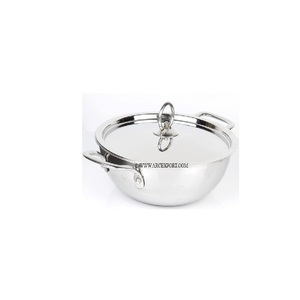 Kadai de luxe en laiton pur pour la friture profonde, ustensiles de cuisine, bienfaits pour la santé, couleur argent, kadai léger, fonctionne avec un couvercle - Product Image 1