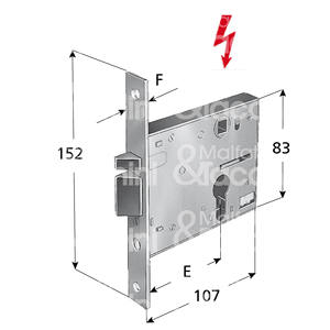 SERRURE ÉLECTRIQUE à MORTICE pour bandes 20 - 12V loquet contrôlé par la poignée et la clé Contre-plaque inclus Cylindre - Product Image 1