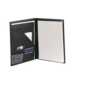 Custom Logo <b>A4</b> Size Black Color Document Holder Leather <b>Conference</b> <b>Folder</b> - Product Image 1