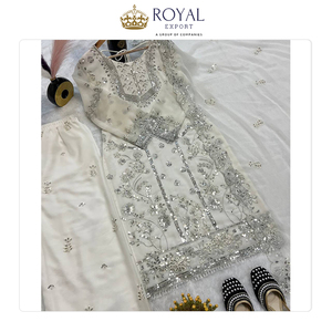 Approvisionnement direct d'usine meilleur dans la vente Festival et Party Wear Designer Organza lourd avec broderie travail Salwar costume pour les femmes - Product Image 5