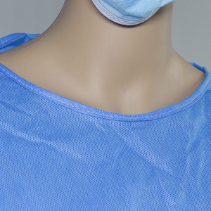 Gaun Bedah Sekali Pakai Steril dengan Pengelasan Panas Ultrasonik Standar Biru SMS yang Disesuaikan OEM untuk Penggunaan Dokter Medis di Rumah Sakit - Product Image 4