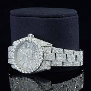 Montre entièrement sertie de diamants avec mouvement automatique japonais, montre en diamant HPHT cultivé en laboratoire pour hommes, montre automatique de luxe avec date - Product Image 3