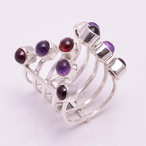 925ทำด้วยมือพลอยโกเมนธรรมชาติแหวนดีไซน์ที่เป็นเอกลักษณ์ของผู้หญิงแฟชั่น925เครื่องประดับเงินสเตอร์ลิง - Product Image 3