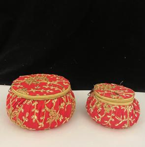 Indian Handmade Embroidery Matka Style Storage <b>Box</b> <b>Wedding</b> <b>Favor</b> Women Jewelry Matka <b>Box</b> for Home Decor - Product Image 1