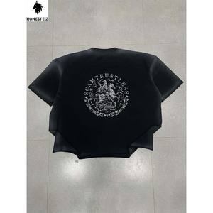 Venta al por mayor de algodón de gran tamaño suelta camiseta de peso pesado personalizado de espuma 3D Logo Puff imprimir hombres camisetas con diseños de marca - Product Image 4