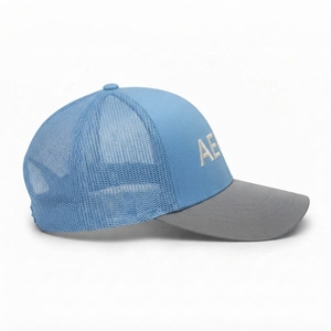 Gorra Trucker de Malla con Logotipo Bordado, Visera Gris Azul Claro, 6 Paneles, Ajustable, Unisex, Casual, Primavera Verano, Logotipo Personalizado, Venta al por Mayor, OEM - Product Image 4