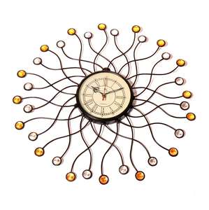 Horloge murale en métal noir avec chiffres romains Horloge Unique pour cadeau d'anniversaire et article mural décoratif Utilisation de l'horloge murale Montre - Product Image 1