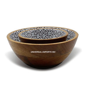 Etiqueta de madera Cuenco para servir Diseñador de mesa Venta al por mayor Ensaladera Forma redonda Mesa Cuenco de chocolate de madera - Product Image 5