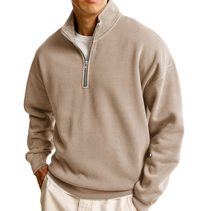 Customizable Oversized <b>Men's</b> Half-<b>zip</b> Mock Neck Pullover sweatshirt High Quality <b>Fleece</b> Mock neck zipper For <b>Men</b> - Product Image 1