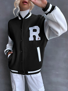 Veste universitaire matelassée personnalisée unisexe broderie Streetwear surdimensionné Design respirant en coton spandex laine lettre décoration - Product Image 4