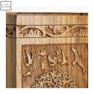 Caja de urna de madera tallada a mano Indian Glance para cenizas de adultos Urna de cremación funeraria conmemorativa con hermoso diseño Suministros funerarios - Product Image 3