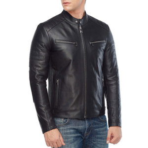 Veste en cuir de vache à manches longues de style universitaire classique pour hommes Meilleur prix Veste de camionneur à col montant Veste pour hommes - Product Image 5