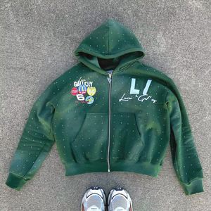 Sudaderas con Pedrería, Sudaderas con Cremallera de Color Personalizado, Transpirables y Cómodas, Sudaderas con Pedrería para Hombre - Product Image 2