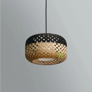 Two Tone Colors Natural Black Ceiling <b>Lampshades</b> Handwoven Rattan Pendant Lights Interior Home Decor Handmade Vietnam Factory - Product Image 1