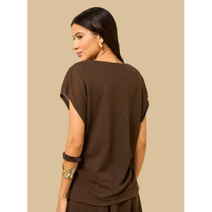 <b>Women's</b> Solid Short Sleeve Slim Casual Hip Length Round Neck Letter Pattern Leisure <b>Top</b> OEM - Product Image 5