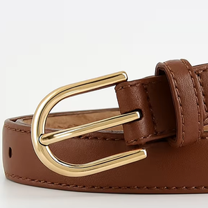 Classique en cuir véritable femmes ceinture or boucle ardillon | Vêtements décontractés | OEM disponible - Product Image 1