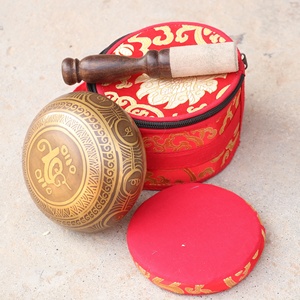 ถ้วยทองเหลืองทิเบตทำด้วยมือของที่ระลึกทางศาสนาสำหรับการทำสมาธิโยคะการบำบัดด้วยเสียงแกะสลัก - Product Image 2