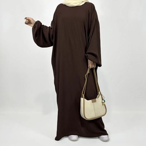 Femmes mignon arabe Style islamique modeste Robe Abaya Khimar manches chauve-souris Burqa Caftan Robe solide motif prière vêtement turquie - Product Image 3