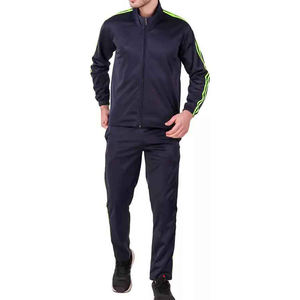 Ensemble de survêtement d'hiver pour homme personnalisé, fermeture éclair intégrale, couleur unie, polyester et coton, séchage rapide, imperméable, jogging, course à pied, survêtement - Product Image 2