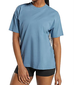 Camiseta Casual de Algodón 100% Ecológico, Transpirable y Compresible para Mujer, de Alta Calidad, con Decoración de Logotipo y Diseño Sólido - Product Image 3