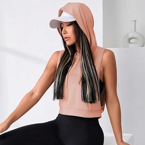 Femmes de haute qualité sans manches à capuche débardeurs ensemble décontracté Sport imprimé Stringer à capuche en gros pas cher pour l'été automne printemps - Product Image 5