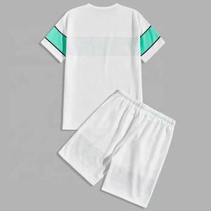 Logotipo personalizado hombre deportes de verano Casual Drop-shoulder color sólido camiseta y pantalones cortos conjuntos para hombre 2 piezas pantalones cortos conjunto - Product Image 2