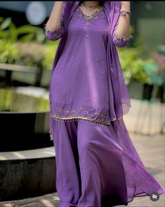 Colección de ropa de mujer Hermosa ropa India pakistaní Tela de Georgette de imitación pura con trabajo de secuencia de bordado de 5 MM - Product Image 5