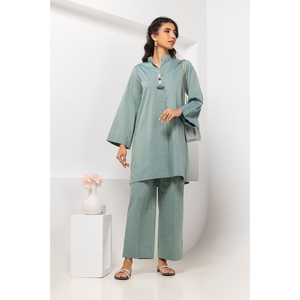 Ensemble coordonné en lin teint en fil avec embellissements IPS-24-181, deux pièces assorties, manches trois quarts, tailles XS à 2XL, pour le bureau - Product Image 6