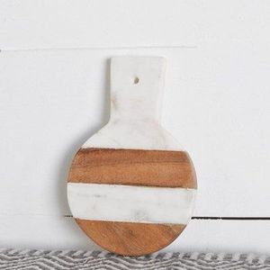 Planche à découper écologique en bois et pierre de marbre pour couper et hacher dans la cuisine Planche à découper ronde en marbre - Product Image 1