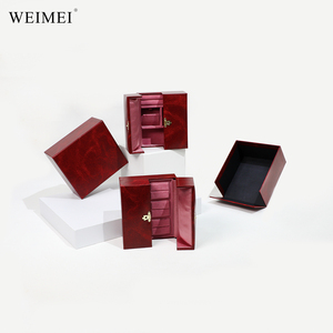 Embalaje Weimei, contenedor de joyería de cuero rojo, caja organizadora de joyería reciclable para almacenamiento de anillos, collares y pendientes - Product Image 3