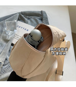 Sac à bandoulière élégant en forme de croissant avec sangle réglable, design multi-poches, fermetures éclair lisses, tirettes en corde, style décontracté et tendance - Product Image 6