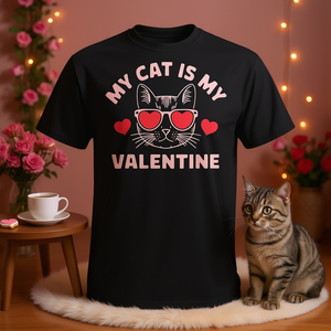 Camiseta con estampado gráfico de My Cat Is My Valentine, cuello redondo, manga corta, unisex, para adultos, ropa promocional - Product Image 4