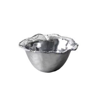 Frutero de metal chapado en oro de lujo Cuenco de servicio de metal plateado hecho a mano Cuenco decorativo de latón de diseñador seguro - Product Image 1