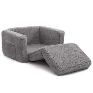 Canapé-lit 2-en-1 Sherpa pour enfants, <span class=keywords><strong>fauteuil</strong></span> <span class=keywords><strong>convertible</strong></span> pour enfants, mobilier moderne en peluche pour enfants - Product Image 1