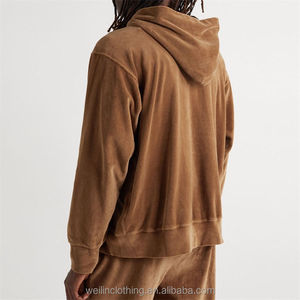 Sudaderas con Capucha de Terciopelo 100% Seda para Hombre, Bordado Personalizado, Dos Bolsillos Delanteros, Suministro OEM, Técnica de Lavado, Tallas Grandes, Transpirables - Product Image 3