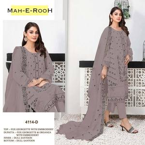 Nouvelle Collection Georgette Costume Pakistanais avec Broderie Salwar Kameez Costume pour Mariage et Fête - Product Image 4