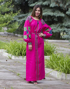 ชุดเดรสลำลองแขนยาวผ้าคอตตอนปักลายดอกไม้ทำด้วยมือเทคนิคการจับจีบพื้นซักได้อย่างยั่งยืน - Product Image 2