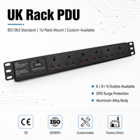 Unit Distribusi Daya PDU Rak Server 19 Inci 6/8 Outlet Kustom Colokan US UK EU AU Kabinet Jaringan OEM ODM Tersedia Hitam