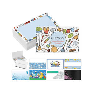 Plantilla de servicio de limpieza de la casa Tarjetas de visita imprimibles para pequeñas empresas Logotipo personalizado, tema de yoga y doble cara - Product Image 1