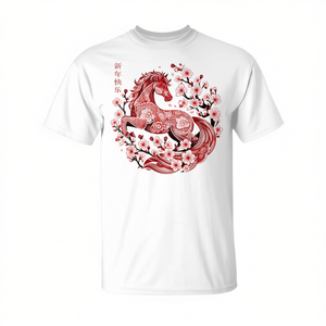 Felice Anno Nuovo Lunare 2026 Maglietta Unisex Cavallo Cinese Girocollo Manica Corta Stampa Digitale Abbigliamento Promozionale - Product Image 3