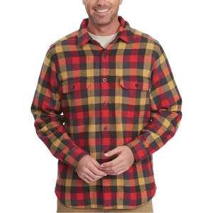 Vendita calda da uomo alla moda camicia di flanella con bottoni e flanella a quadri di peso massimo a quadri Unisex per ragazzi