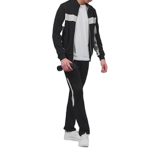 Haute qualité noir couleur unie hommes sport vêtements actifs survêtement imperméable blanc léger coupe-vent survêtement ensemble - Product Image 5