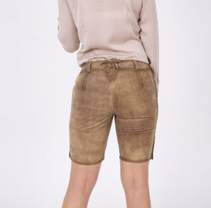 Oktoberfest bavarois Ladies Lederhosen Shorts en cuir suédé de chèvre véritable Vêtements traditionnels allemands d'hiver - Product Image 6