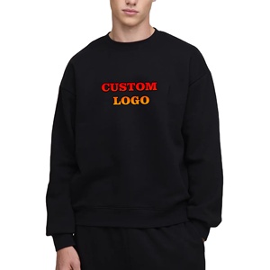 Sweat-shirt homme 100 % coton, molleton épais 480 GSM, couleur noire unie, style streetwear, confortable, tendance 2026 - Product Image 1