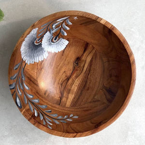 Ustensiles de cuisine bol décoratif de service à salade en bois fabricant nouveau Design bol de service à salade en bois de mangue décoration de la maison et Restaurants - Product Image 1