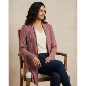 Chal de punto largo de lana morado para invierno, de secado rápido, grueso, informal, estilo urbano, para mujer, con frente abierto - Product Image 6
