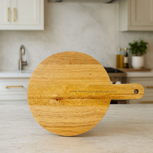 Planche à découper en bois de caoutchouc écologique avec poignée |   Planche de cuisine durable - Product Image 6