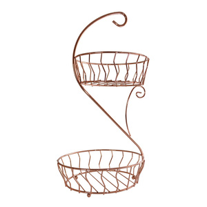 Cesta Decorativa de Estilo Clásico con Acabado en Oro Rosa, Diseño Moderno de Tendencia, Cesta de Almacenamiento de Frutas para Mesa - Product Image 1